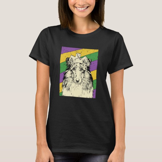 Shetland Sheepdog Jester Mardi Gras Dog Mom or Dad T-Shirt (Vorderseite)