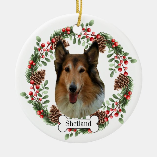 Shetland Sheepdog Keramik Ornament (Vorne)