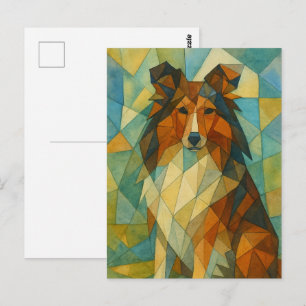 Shetland Sheepdog Kubist sitzend Postkarte