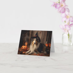Shetland Sheepdog Kürbisse Halloween Gruselig  Karte
