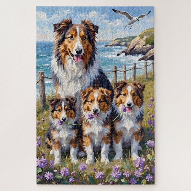 Shetland Sheepdog Küstenheide Kunst Puzzle (Vertikal)