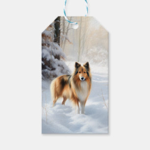 Shetland Sheepdog Lass es schneien Weihnachten Geschenkanhänger