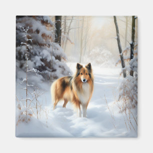 Shetland Sheepdog Lass es schneien Weihnachten Magnet