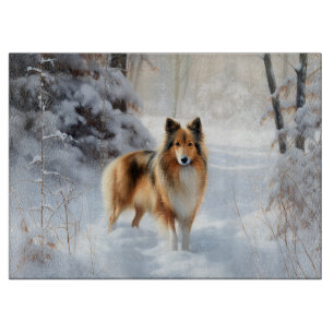 Shetland Sheepdog Lass es schneien Weihnachten Schneidebrett