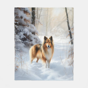 Shetland Sheepdog lässt es Weihnachten Fleecedecke