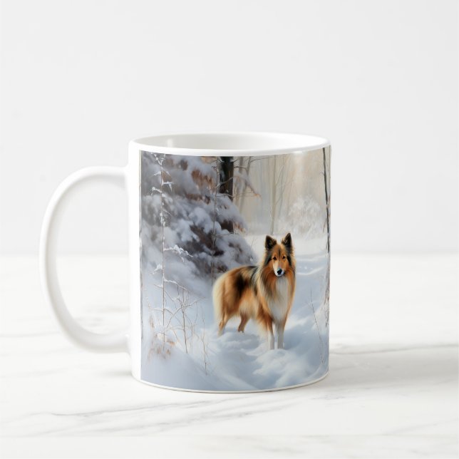 Shetland Sheepdog lässt es Weihnachten Kaffeetasse (Links)