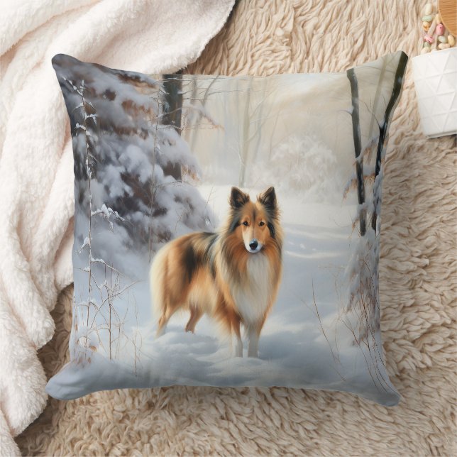 Shetland Sheepdog lässt es Weihnachten Kissen (Decke)