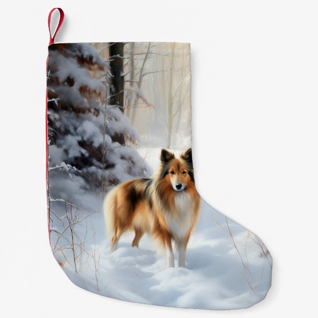Shetland Sheepdog lässt es Weihnachten Kleiner Weihnachtsstrumpf (Vorderseite)