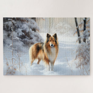 Shetland Sheepdog lässt es Weihnachten Puzzle