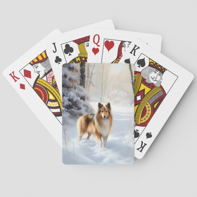 Shetland Sheepdog lässt es Weihnachten Spielkarten (Rückseite)