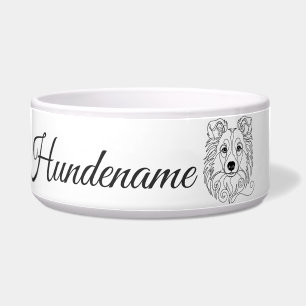 Shetland Sheepdog Line Art personalized bowl Napf