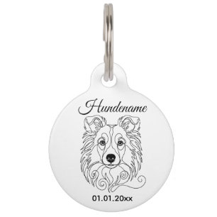 Shetland Sheepdog Line Art Personalized Tag Haustiermarke