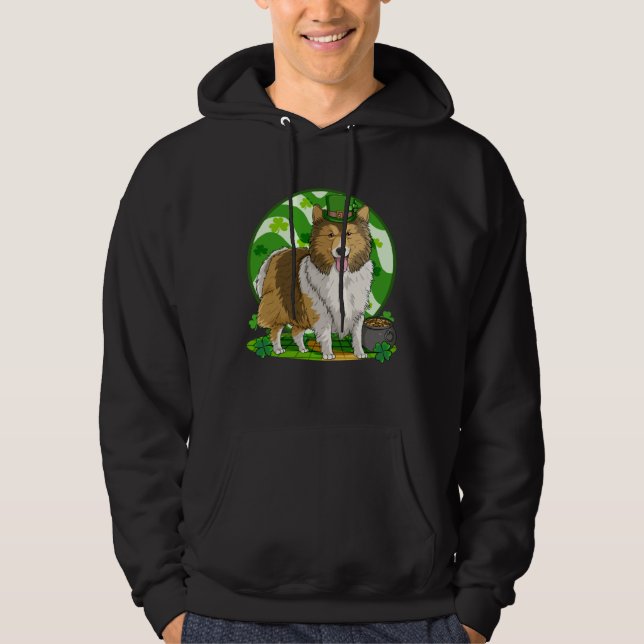 Shetland Sheepdog Lucky Leprechaun Dog St Patricks Hoodie (Vorderseite)