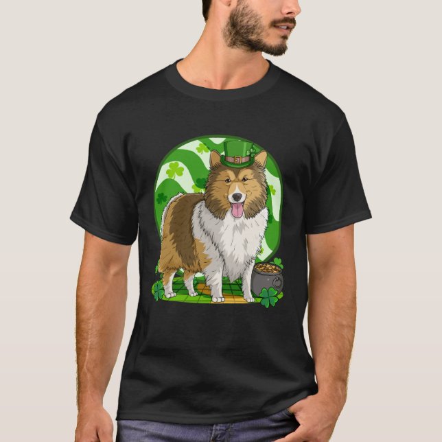 Shetland Sheepdog Lucky Leprechaun Dog St Patricks T-Shirt (Vorderseite)