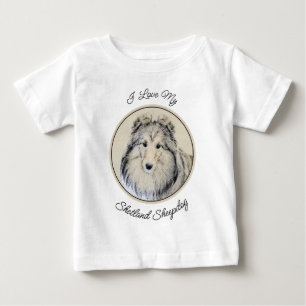 Shetland Sheepdog Malerei - Niedliche Original Hun Baby T-shirt