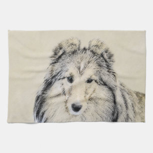 Shetland Sheepdog Malerei - Niedliche Original Hun Geschirrtuch
