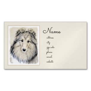 Shetland Sheepdog Malerei - Niedliche Original Hun Magnetische Visitenkarte