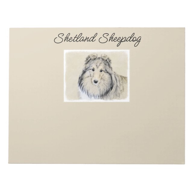 Shetland Sheepdog Malerei - Niedliche Original Hun Notizblock (Vorderseite)