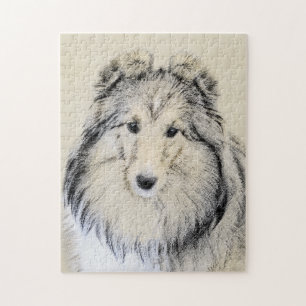 Shetland Sheepdog Malerei - Niedliche Original Hun Puzzle