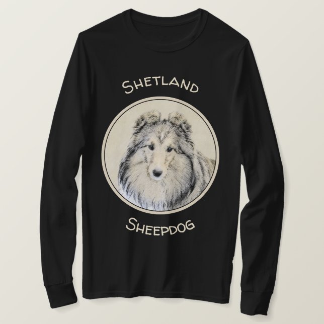 Shetland Sheepdog Malerei - Niedliche Original Hun T-Shirt (Design vorne)