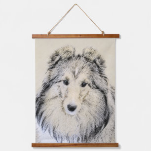 Shetland Sheepdog Malerei - Niedliche Original Hun Wandteppich Mit Holzrahmen