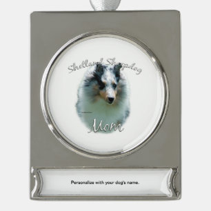 Shetland Sheepdog (Merle) Mama 2 Banner-Ornament Silber