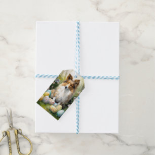 Shetland Sheepdog mit Ostereiern Feiertag Geschenkanhänger