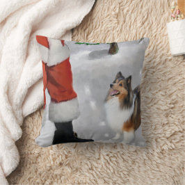 Shetland Sheepdog mit Weihnachten Kissen