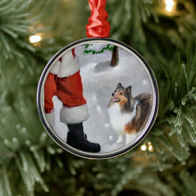 Shetland Sheepdog mit Weihnachten Ornament Aus Metall (Baum)