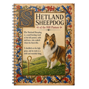 Shetland Sheepdog, mittelalterliche Bestiarien-Kun Notizblock