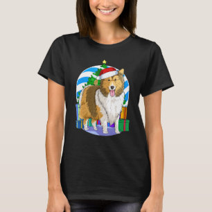 Shetland Sheepdog Niedlicher Hund Santa Christmas T-Shirt