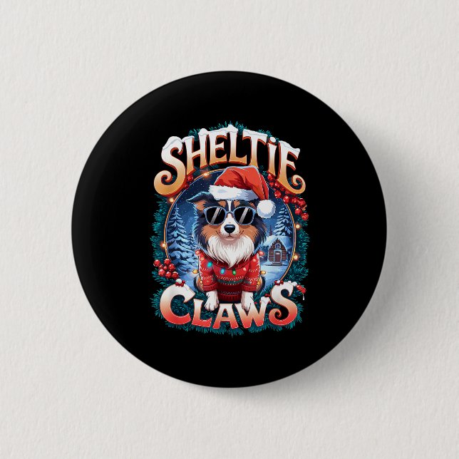 Shetland Sheepdog Owner Costume Sheltie Claws Chri Button (Vorderseite)