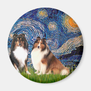 Shetland Sheepdog-Paar - Sternennacht Magnet