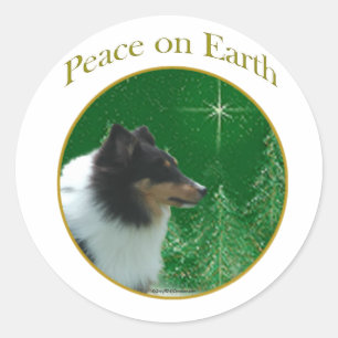 Shetland Sheepdog Peace Runder Aufkleber