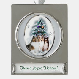 Shetland Sheepdog Personalisiert Banner-Ornament Silber