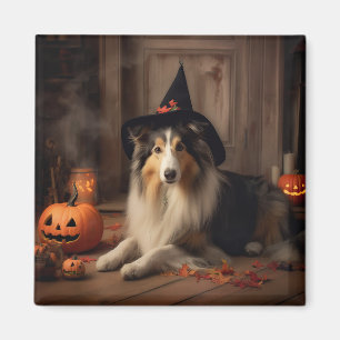 Shetland Sheepdog Pumpkins Halloween Beängstigend Magnet