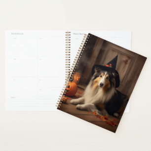 Shetland Sheepdog Pumpkins Halloween Beängstigend Planer
