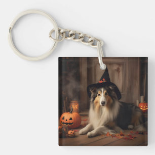 Shetland Sheepdog Pumpkins Halloween Beängstigend Schlüsselanhänger