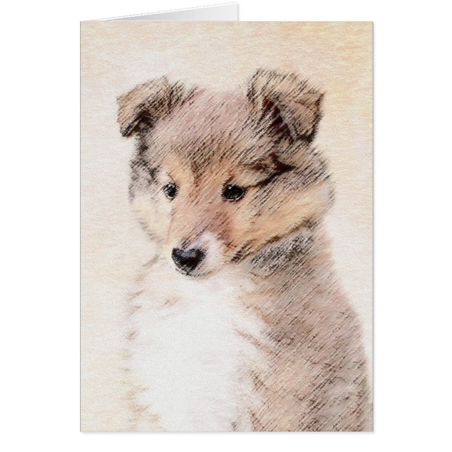 Shetland Sheepdog Puppy Malerei Original Dog Art (Vorne)