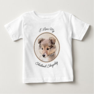 Shetland Sheepdog Puppy Malerei Original Dog Art Baby T-shirt