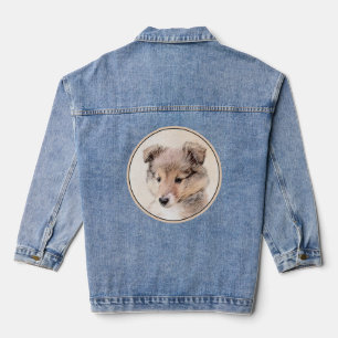 Shetland Sheepdog Puppy Malerei Original Dog Art Jeansjacke