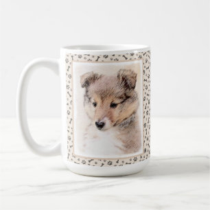Shetland Sheepdog Puppy Malerei Original Dog Art Kaffeetasse