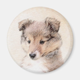 Shetland Sheepdog Puppy Malerei Original Dog Art Magnet
