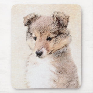 Shetland Sheepdog Puppy Malerei Original Dog Art Mousepad