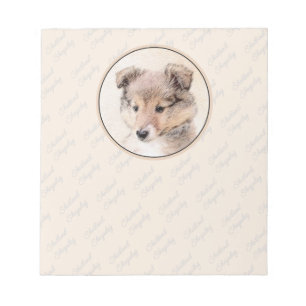 Shetland Sheepdog Puppy Malerei Original Dog Art Notizblock