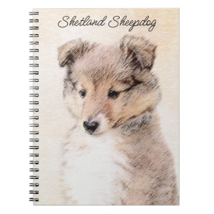 Shetland Sheepdog Puppy Malerei Original Dog Art Notizblock