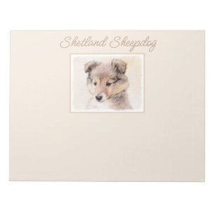 Shetland Sheepdog Puppy Malerei Original Dog Art Notizblock