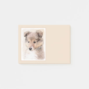 Shetland Sheepdog Puppy Malerei Original Dog Art Post-it Klebezettel