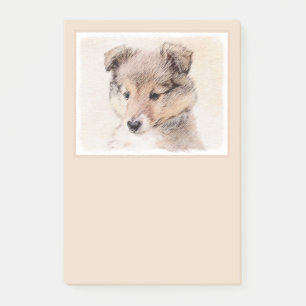 Shetland Sheepdog Puppy Malerei Original Dog Art Post-it Klebezettel