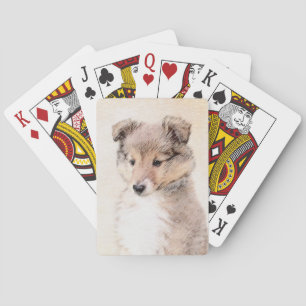 Shetland Sheepdog Puppy Malerei Original Dog Art Spielkarten
